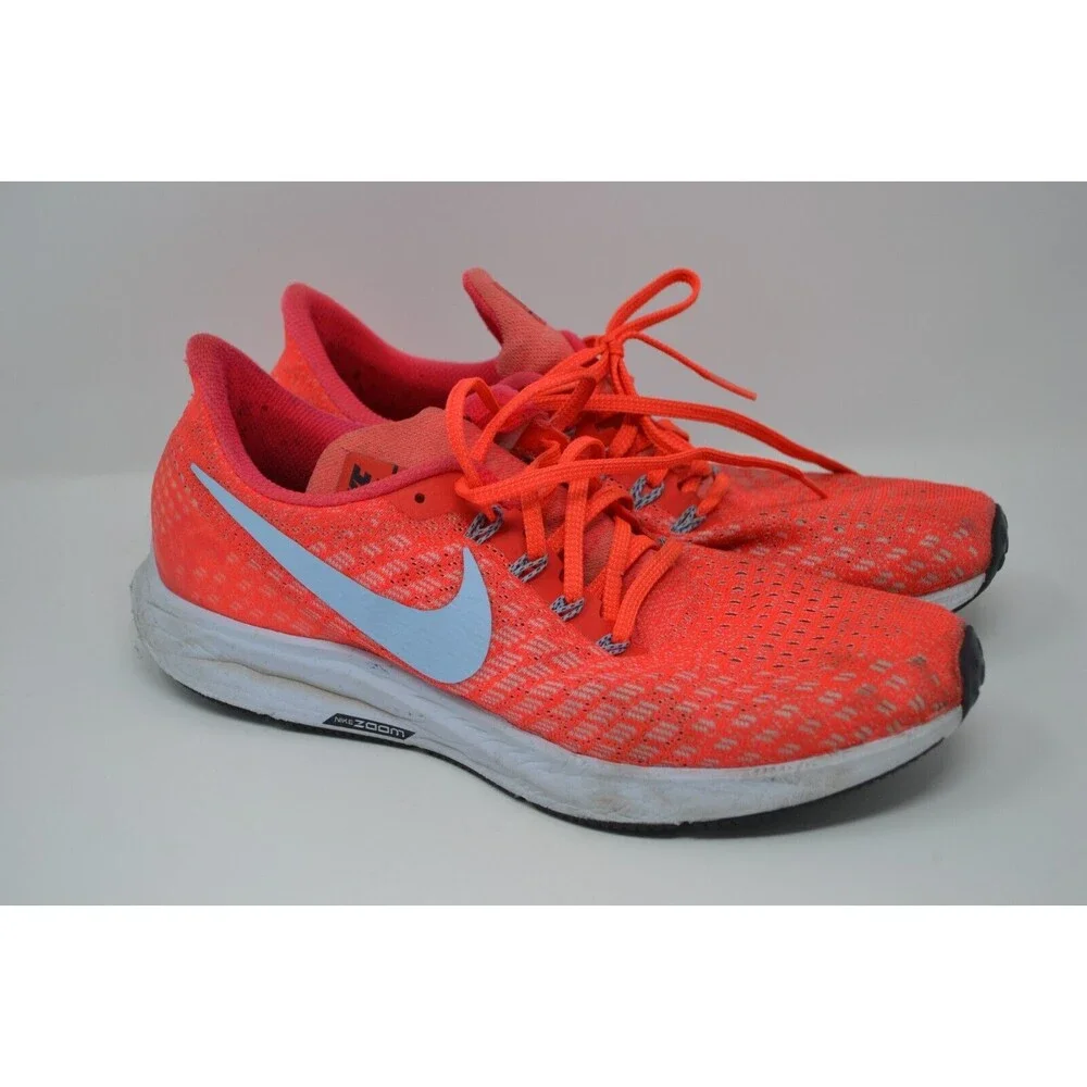 Nike Air Zoom Pegasus 35 942851-600 Mens 9.5 Sneakers Orange White Running Shoes